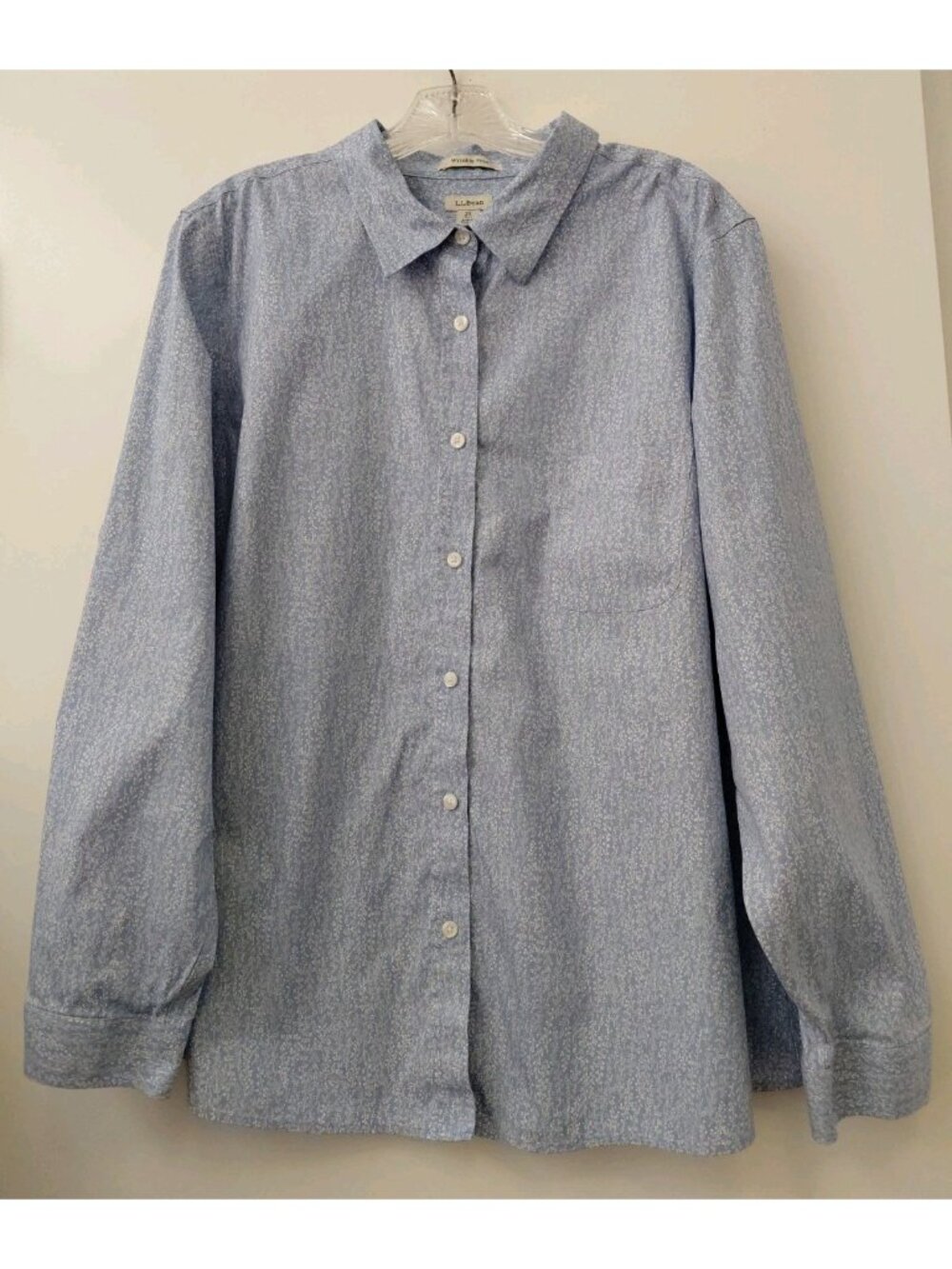 LL Bean Top Womens 2X Wrinkle Free Pinpoint Oxford Shirt Long Sleeve Relaxed Fit